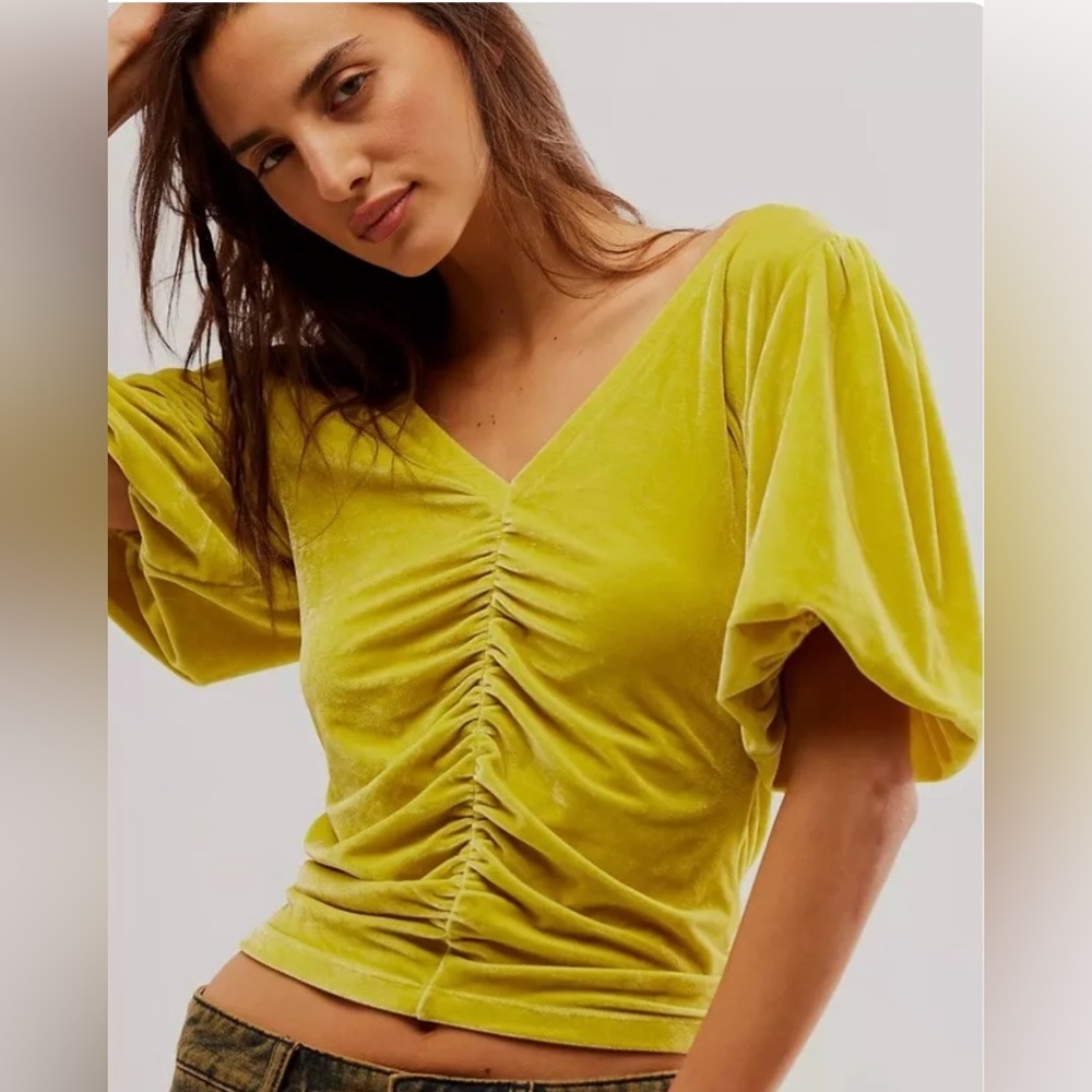 Free People Velvet Peasant Top